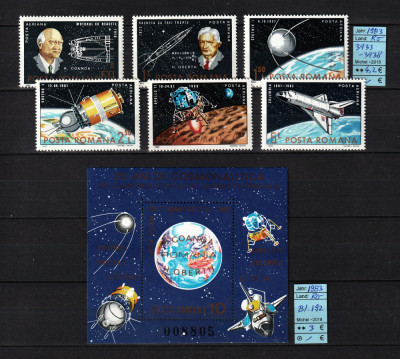 Romania, 1983 | Aniv. 25 ani de explorare &amp;icirc;n cosmos - Oberth, Coandă | MNH | aph foto