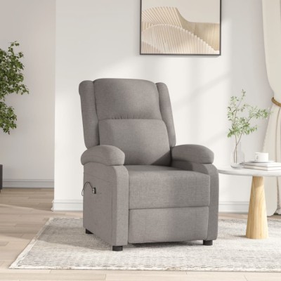 vidaXL Fotoliu rabatabil electric, gri taupe, material textil foto