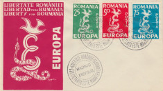 1958 Exil Romania FDC Europa serie nedantelata, lupta anticomunista Emisiunea 12 foto