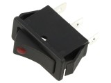 &Icirc;ntrerupător Rocker SPST ON-OFF E-SWITCH R4, 20A/125VAC, LED roșu