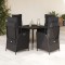 Set mobilier de grădină cu perne, 5 piese, negru, poliratan