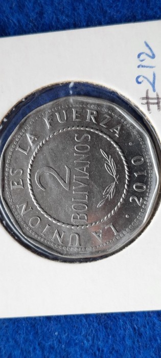 BOLIVIA 2 BOLIVIANOS 2010 UNC