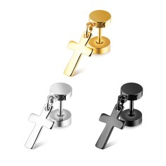 Dop fals de ureche, din o?el 316L ? cruce lucioasa, bara, diverse modele - Culoare: Auriu foto