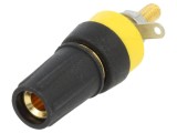Soclu banană negru aurit 4mm 15A 250VDC pe panou