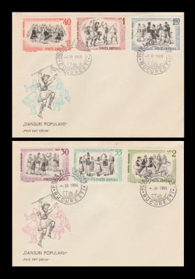 1966 Romania - 2 FDC Dansuri populare, LP 626 foto