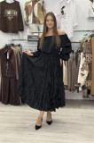 Fusta lunga neagra creponata
