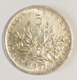 FRANTA 5 FRANCI 1963 SEMANATOAREA ARGINT AUNC UNC ( CITITI VA ROG DESCRIEREA ENUNTUL )