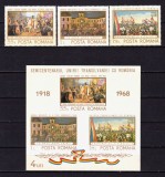 Cumpara ieftin ✅RO 1968 LP 687 + 688 &quot;Semicentenarul Unirii Transilvaniei cu Romania&quot; , serie + colita ,MNH