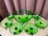 SET DE 7 BOLURI CU PICIORUSE- CRISTAL SAU STICLA DE CULOARE VERDE