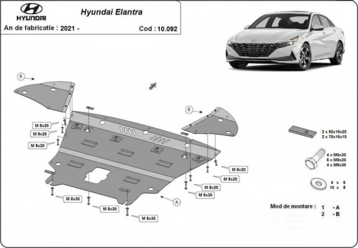Scut motor metalic Hyundai Elantra 2021-prezent