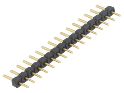 Conector șir pini 1x16 aurit, THT foto