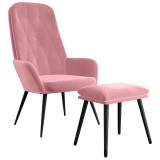 Cumpara ieftin Scaun de relaxare cu taburet, roz, catifea