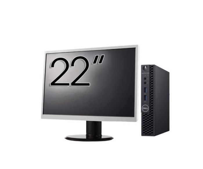Pachet Calculator Second Hand DELL OptiPlex 3060 MiniPC, Intel Core i3-8100T 3.10GHz, 8GB DDR4, 256GB SSD + Monitor 22&amp;quot; NewTechnology Media