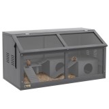 PawHut Cușcă pentru hamster, cușcă din lemn pentru animale mici, punte suspendată, scări, căsuță, 84 x 45 x 44 cm, pentru hamsteri pitici, Gri | Aosom