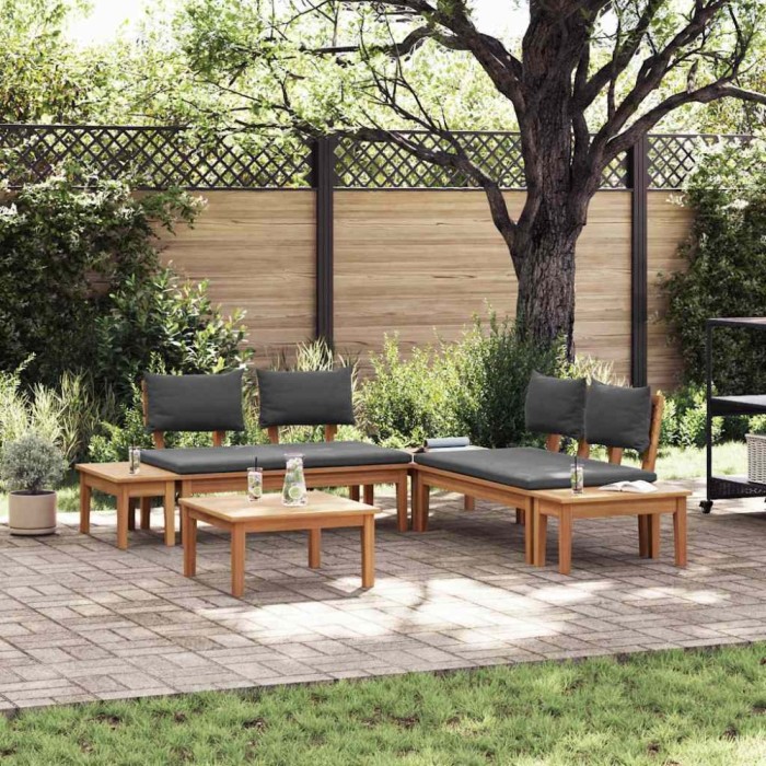 vidaXL Set de Bănci pentru Grădină cu pernă 3 pcs Maro și gri 3356869
