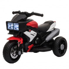 Motocicleta Electrica pentru Copii 3-5 Ani (max. 25kg) cu 3 Roti, Lumini si Sunete, Bateria 6V, Rosu, 86x42x52cm HOMCOM | Aosom RO