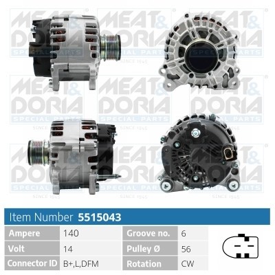 MEAT &amp;amp; DORIA 5515043 Generator / Alternator foto