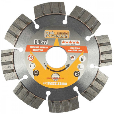 Disc diamantat segmentat, beton, caramida, taiere uscata, 115 mm/22.23 mm, Richmann Exclusive foto