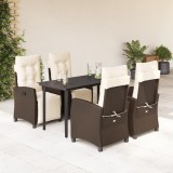 vidaXL Set mobilier de grădină, 5 piese, cu perne, maro, poliratan 3212983