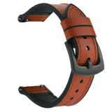 Curea hibrid piele-silicon, compatibila cu Casio MDV106, Telescoape QR, 22mm, Caramel Brown