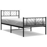 Cumpara ieftin Cadru pat metalic cu tablii de cap/picioare, negru, 90x190 cm