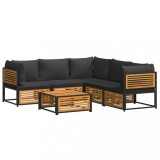 Set de canapele gradina cu perne, 6 piese, lemn masiv acacia
