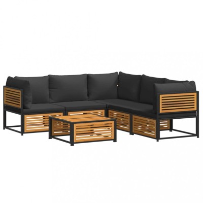 Set de canapele gradina cu perne, 6 piese, lemn masiv acacia foto