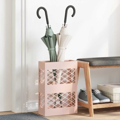 vidaXL Suport pentru umbrele cu depozitare Roz 28 x 12 x 41 cm Oțel foto