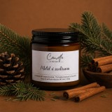 Molid și scorțișoară lum&acirc;nare parfumată din ceară naturală de soia 100g &icirc;n sticlă ambră