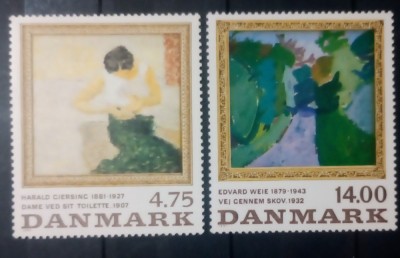 Danemarca 1991 arta pictura serie 2v nestampilat foto