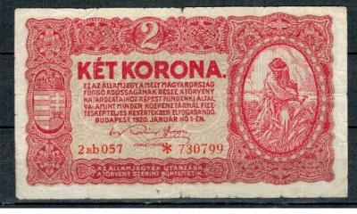 Ungaria 1920 - 2 korona, circulata foto