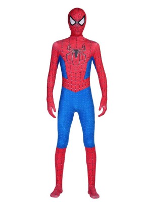 Costum de carnaval cu mască &amp;ndash; model roșu-albastru, pentru adult foto