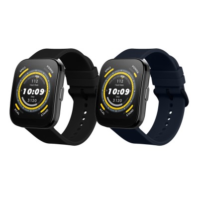 Set 2 Curele Kwmobile pentru Amazfit Bip 5/GTR 4, Negru/Albastru inchis, Silicon, KWM000024YT001C foto