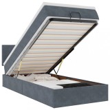 Cumpara ieftin Cadru de pat otoman cu saltea Gri inchis 80x200cm catifea