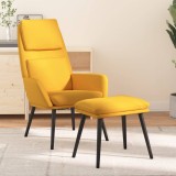vidaXL Scaun relaxare cu taburet, galben muștar, textil