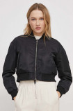 Pepe Jeans geaca bomber femei, culoarea negru, de tranzitie