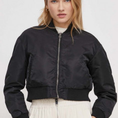 Pepe Jeans geaca bomber femei, culoarea negru, de tranzitie