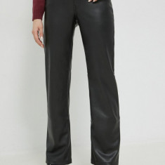 Hollister Co. pantaloni femei, culoarea negru, drept, high waist