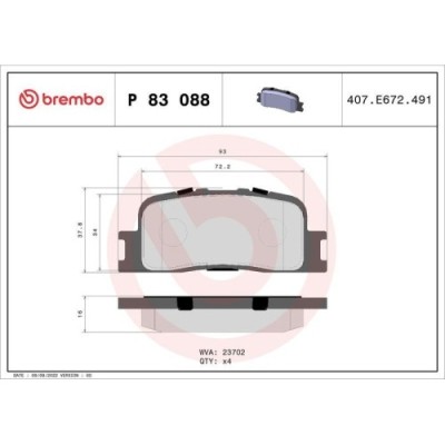 Placute frana Lexus Es (Mcv Vzv) 08.96-06.08; Toyota Camry Sedan ( V3) 08.01-11.06, Highlander / Kluger ( U2) 06.00-12.10, Spate, BREMBO foto