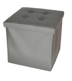 Taburet Pliabil Gri cu Spatiu de Depozitare 39L Piele Ecologica 38x38x36 cm