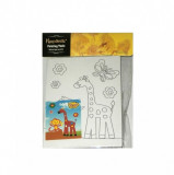 Set pictura panza,pensula +6 culori,maimuta si girafa,10x15cm