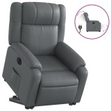 Cumpara ieftin Fotoliu rabatabil electric cu ridicare, gri, piele ecologica