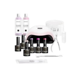Kit Unghii Start 1 Ocho Hybrid &ndash; 13 piese, cu lampa UV si 4 culori incluse