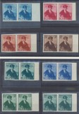 1940 ROMANIA Carol II cu pelerina - seria rară NEdantelata in perechi orizontale MNH cu margine de coala, tiraj 200 serii, Nestampilat