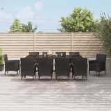 vidaXL Set mobilier de exterior cu perne, 11 piese, negru, poliratan 3187331