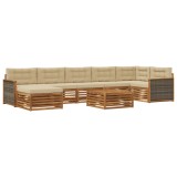 vidaXL Set de canapele de exterior cu pernă 8 pcs Natural și Bej 3383651