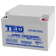 Acumulator 12V, TED Electric, High Rate, Dimensiuni 165 x 175 x 125 mm, Baterie 12V 28.5Ah