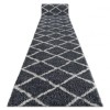 Traversa Covor Berber Cross B5950 gri shaggy, 100 cm, Dreptunghi, Polipropilena