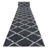 Traversa Covor Berber Cross B5950 gri shaggy, 100 cm, Dreptunghi, Polipropilena