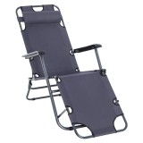 Cumpara ieftin Șezlong Gradina Metalic Reglabil cu Tetiera Aime Gri Inchis 135x60x89 cm